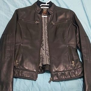 Black Lamb skin leather jacket.